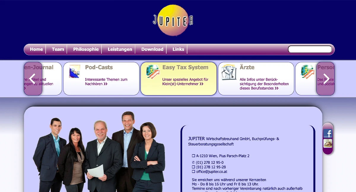 alte Website Jupiter Wirtschaftstreuhand GmbH